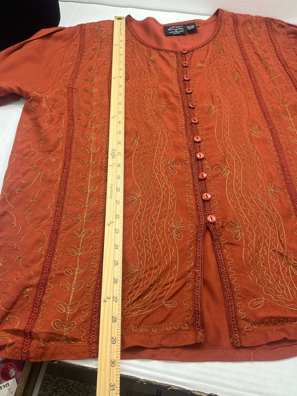✨ Anthony Mark Hankins Embroidered Boho Tunic Top 1X ✨ - Picture 7 of 9